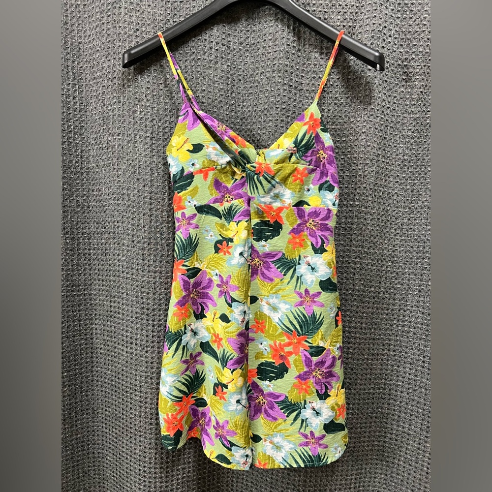 Lush Tropical Floral Spaghetti Strap Romper Size Small